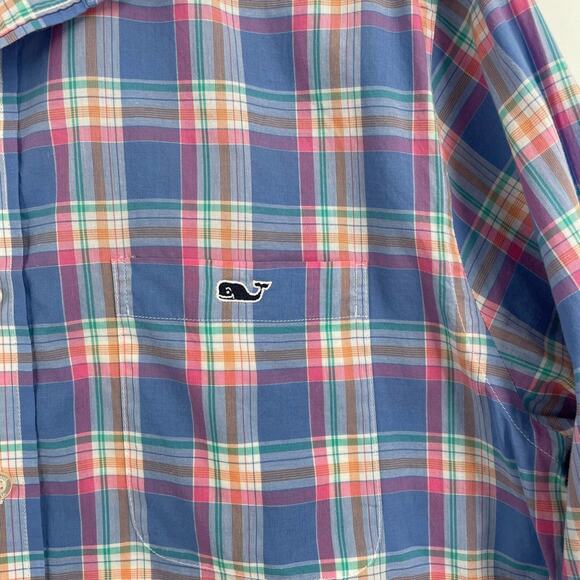 Vineyard Vines Slim Fit Tucker Button Down Shirt Men's Size M Blue/Pink Plaid - Picture 5 of 7